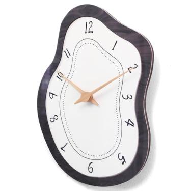 Imagem de Relógio de parede de meados do século, retrô, irregular, sem tique-taque, moderno, operado por bateria, analógico, relógio de parede, neutro, grande, mostrador marrom, relógios silenciosos para