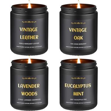 Imagem de Velas perfumadas para homens, pacote com 4 velas masculinas, velas de soja perfumadas para casa, velas masculinas para ele, 793 g, 200 horas de tempo de queima, velas de aromaterapia de lavanda