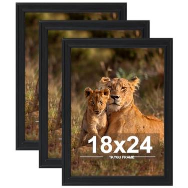 Imagem de TKYGU Conjunto de 3 porta-retratos de 45,7 x 61 cm, moldura de madeira de estilo moderno, preto, vertical e horizontal para pendurar na parede, grande estúdio para fotos, pôsteres e impressões