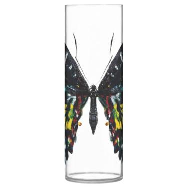Imagem de JUZIHAI Vaso de borboleta Queen para flores 9,9 cm x 30 cm Cilindro de plástico moderno vaso de flores para centro de mesa de casamento decoração de casa