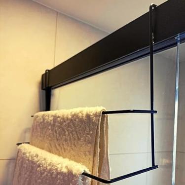 Imagem de Porta Toalha Banheiro Preto Inox Suporte Toalheiro Box Sem Furo