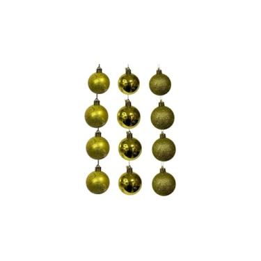 Imagem de Kit Bolas Natalinas para Decoração de Árvores, Bronze, 24 Unidades, 6cm Diâmetro, Plástico, Diferentes Texturas com Glitter