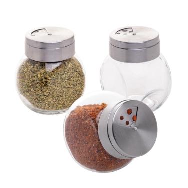 Imagem de Kit 3 Pote De Vidro Porta Temperos De Vidro Transparente Com Tampa Inox 200ml Lyor