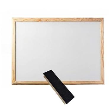 Imagem de Quadro Lousa Escolar Branco Moldura em Madeira quadro branco(80x60 Branco com Apagador)