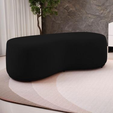 Imagem de Puff Decorativo Living Aisha Orgânico 02 Lugares Veludo Preto - Desk Design