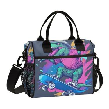 Imagem de ODAWA Lancheira grande para skate dinossauro para trabalho adulto com suporte de copo para piquenique