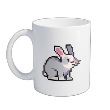 Imagem de Caneca Xícara de Café Porcelana 300ml Com Desenho Pixel Art Coelho