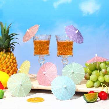 Imagem de Cunhill 150 peças de guarda-chuvas para bebidas, palitos de coquetel, cor sólida, mini guarda-chuva para bebida, papel, guarda-sol, palito de madeira para decoração de festa havaiana de verão, enfeite