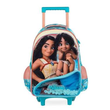 Imagem de Mochila de Rodinha Infantil Feminina Moana Azul - Disney, U, Azul