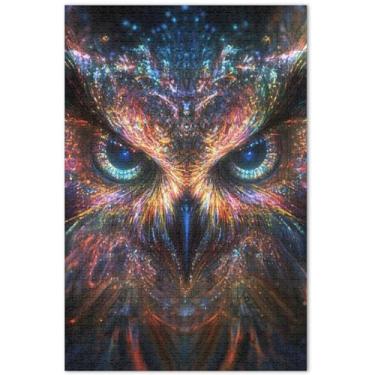 Imagem de Quebra-cabeças personalizados com estampa de animais de coruja fantástica para adultos, 1000 peças, presentes engraçados, cenários de inverno, pintura de arte floral, 75 x 40 cm