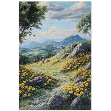 Imagem de Unicórnios roxos, cenário fantástico, quebra-cabeças 500 peças para cenário adulto, arte floral, família, presentes para amantes de quebra-cabeças, 51 x 35 cm