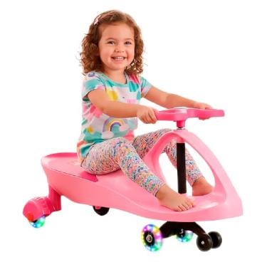 Imagem de HOLTTER, Carrinho Rolimã Infantil Gira Gira com LED Triciclo com Rodas Brinquedo Infantil Rosa