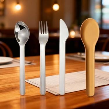 Imagem de Conjunto de utensílios de bolso, carvão – garfo, faca e colher de aço inoxidável em estojo higiênico – Design portátil para viagens,