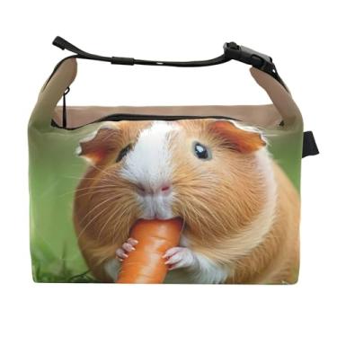 Imagem de TSENQUE Lancheira de cenoura de porquinho da índia para mulheres, lancheira com alça de ombro, lancheira para trabalho e adultos, linda bolsa com isolamento floral para trabalho