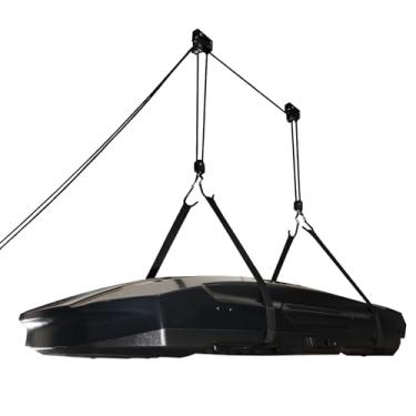 Imagem de SYDSZ Guincho de teto para caixa de carga – Sistema de elevação de polia de garagem para transporte de carga no telhado serve para garagem ou galpão com capacidade de 45 kg para estrutura de bagagem