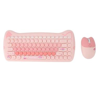 Imagem de Generic Conjunto de Teclado e Mouse, Teclado Ergonômico de 84 Teclas e Combinação de Mouse Fosco Leve Cores Vibrantes para Jogos de Escritório (Rosa)