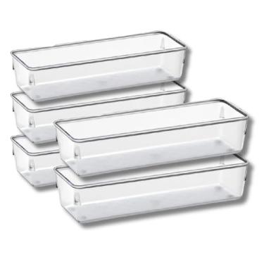 Imagem de Organizador Retangular Medio Acrilico Porta Talheres Maquiagem