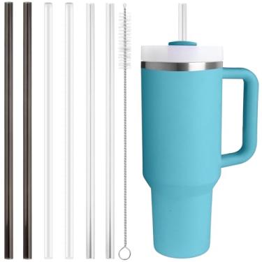 Imagem de Canudo de substituição compatível com Stanley Quencher copo de 1,134 g, 850 g, canudos reutilizáveis extralongos de 30,5 cm de plástico para copo de 1,134 g, pacote com 6