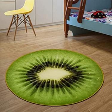 Imagem de Tapete redondo, tecido antiderrapante, lavável à máquina, tapetes redondos, tapetes para quarto, sala de estar, sala de estudo, decoração de casa, kiwi, diâmetro 160 cm