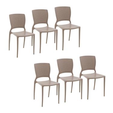 Imagem de Conjunto 6 Cadeiras Safira Polipropileno Camurça Tramontina