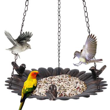 Imagem de Comedouro para Aves Silvestres | Bandeja De Ferro Vintage Resistente Ao Com Alimento,Para Pendurar Decoração de Exterior - Para Atrair e Observar Beija-Flor e Tentilhão em Jardim Janela Telhado