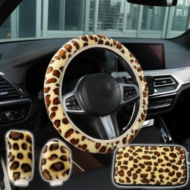 Imagem de Conjunto de carro com estampa de chita de 4 peças - capa de volante elegante