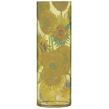 Imagem de Vincent Vangogh Girassóis Plásticos Vasos e Plantadores Cilindro Centerpiece Vasos para Mesa Moderna Decoração de Sala de Estar, 30 cm x 9,9 cm
