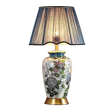 Imagem de Abajur de mesa moderno em cerâmica, 66 cm (26 polegadas), estilo oriental chinês, ideal para quarto, sala de estar, escritório, mesa de cabeceira ou mesa de trabalho, com cúpula em formato d