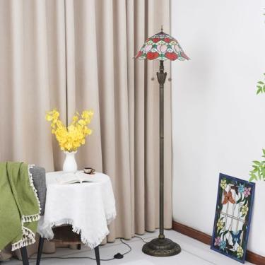 Imagem de Luminária de chão Tiffany, com cúpula de vitral, estilo vintage, dupla, para sala de estar, quarto ou escritório, iluminação brilhante, decoração rústica de canto, bronze, ideal para leitura