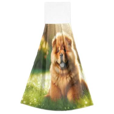 Imagem de Joisal Toalhas de mão de primavera com laço para pendurar filhote de cachorro fofo Chow Chow conjunto de toalhas de chá de forno de cachorro com 2, essenciais de cozinha decorativos altamente