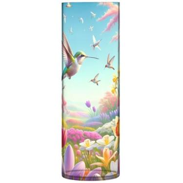 Imagem de Vasos de flores cilíndricos para buquê primavera beija-flor jardim floral grande vaso de plástico bonito personalizado exclusivo decoração de casa estética, 30 cm x 9,9 cm