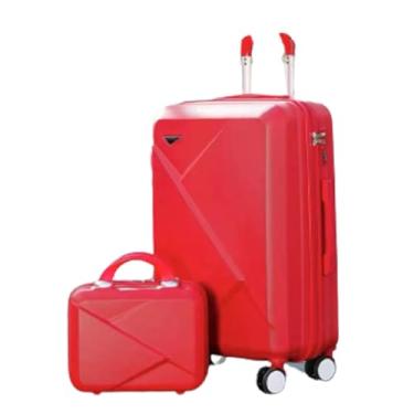 Imagem de Mala de bagagem de 51 cm, conjunto de 2 peças, ABS + PC, com trava rígida, mala de viagem com rodinhas (vermelho 50,8 cm)