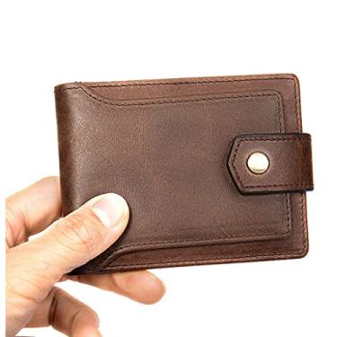 Imagem de Carteira masculina de couro pequena carteira curta porta-cartão grande capacidade carteira masculina bolsa de moedas carteira fivela (cor: tamanho A: tamanho único)