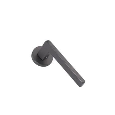 Imagem de Fechadura de porta de madeira maciça para quarto, maçaneta preta, silenciosa, preta, fechadura dividida em liga de zinco (D31 S954 cinza escovado silencioso)