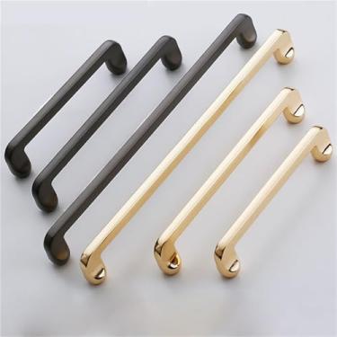 Imagem de HTNAFONI Puxadores de porta de armário dourados simples puxadores de porta de armário de cozinha puxadores de gaveta puxadores de móveis 1 peça (6300-ouro-128 mm)