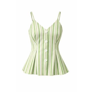 Imagem de Blusa Feminina Tricoline Listrada Decote V Elegante Moderna