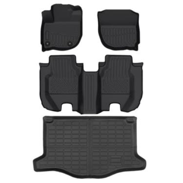 Imagem de Priprilod Tapetes de chão 3D e forro de carga para porta-malas capa completa TPE compatível com acessórios Honda Fit 2015-2020 Tapete de porta-malas forro de porta-malas