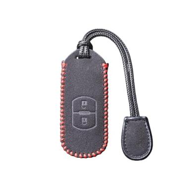 Imagem de Capa de couro para chave de carro compatível com Mazda 2 3 6 Axela Atenza CX-5 CX5 CX-3 CX-7 CX8 CX-9 2016 2017 2018 Smart 2/3 Botões Bolsa automática(YY-FMP-020-2-RED)