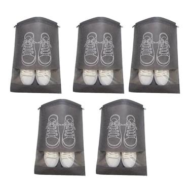 Imagem de Bolsa de sapato com cordão, bolsa de armazenamento de sapatos e roupas, organizador de roupas transparente não tecido para viagens e armazenamento doméstico, Cinza, Large, Moderno