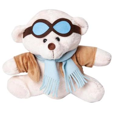Imagem de Urso de Pelúcia Decorativo Aviador Baloeiro Sentado 27cm - Fofuxos De 