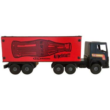 Imagem de Caminhão Brinquedo Infantil Caminhãozinho Carreta Bau Preto - P.A Brin