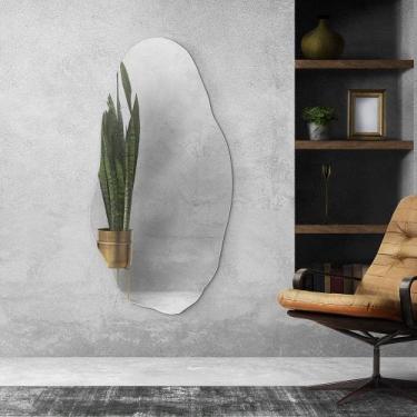 Imagem de Espelho Grande Decorativo 150 X 60 Lapidado Orgânico Luxo com Suporte 