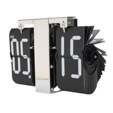 Imagem de Serounder Silencioso Auto Flip Relógio Relógio de Mesa Dinâmico para Mesa de Escritório PVC de Aço Inoxidável 304 (Letras Brancas)