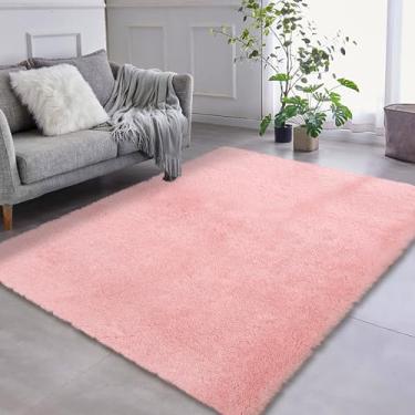 Imagem de GarveeHome Tapete fofo - Tapete felpudo para sala de estar, tapete grande grosso para sala de estar com forro antiderrapante, tapete felpudo macio para quarto, 23 x 30 cm, rosa claro