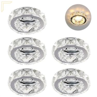 Imagem de 5 Spot Pastilhas de Cristal Embutido Redondo Sala Corredor Ac972 - Ace