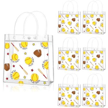 Imagem de Locmeo 24 peças de bolsa transparente de softbol com alças PVC tema esportivo doces sacos a granel para presentes de equipe esportiva lembrancinhas de festa de aniversário, 20 x 20 x 8 cm