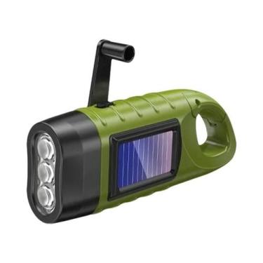 Imagem de Lanterna Mini LED Solar Com Manivela Super Brilhante Para Emergências 