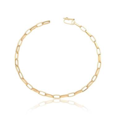 Imagem de Pulseira Masculina 21 Cm Elos Cadeado Ouro 10k Maciço Ad009 - MAEHLER 