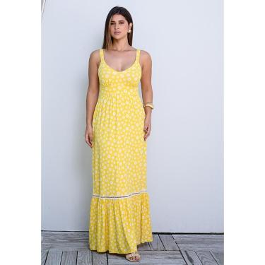 Imagem de Vestido Longo Alça Barra Guipir com Bojo BBonnie Sarah Floral Amarelo-Feminino