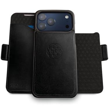 Imagem de Dreem for iPhone 17 Pro Max Case Wallet, Revolutionary Phone Stand, Vegan Leather, MagSafe-Fit, Magnetic Detachable Flip Cover, RFID Blocking Card Holder, Gift-Box [Fibonacci:Black]